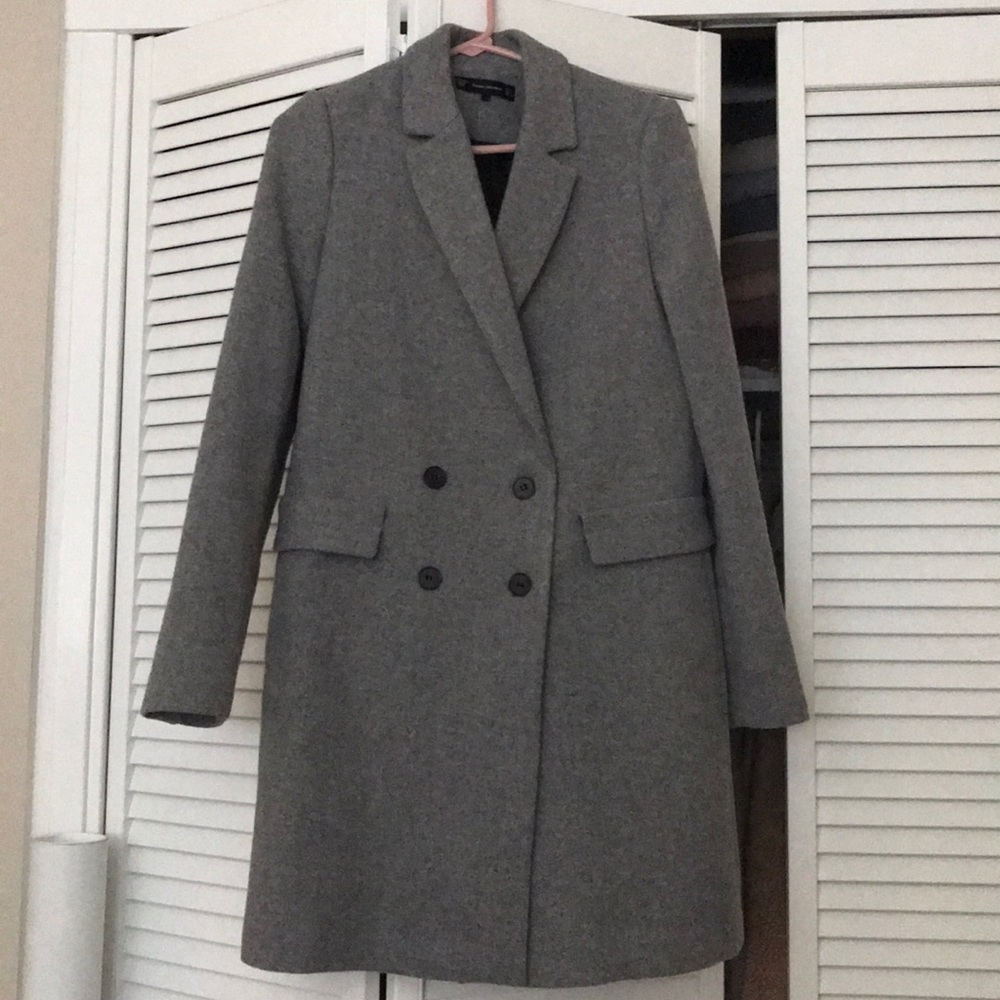 Zara TRF grey double button masculine coat